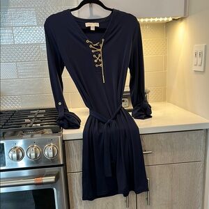 Michael Michael Kors Navy dress w gold chain detail